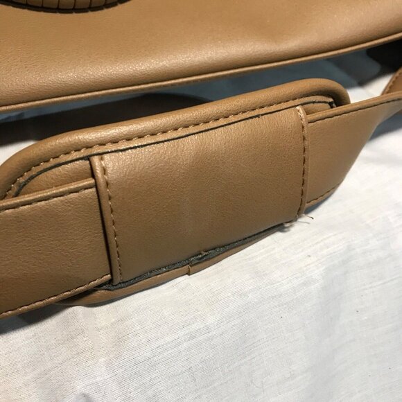 Bently Leather Mia & Luca Messenger Bag Purse Tan Shoulder Strap 18 X 11" Large - Picture 9 of 16